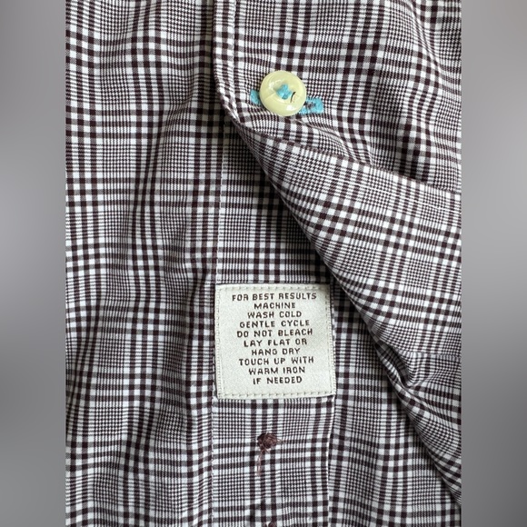 Peter Millar 100% Cotton Light Brown Plaid Long Sleeve Button Down‎ size Medium - Picture 7 of 11